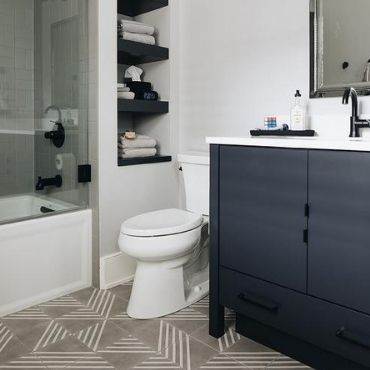These Built-In Shelving is the best utilisation of space in the bathroom
