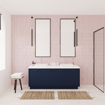 dark blue floor mount bathroom vanity cabinet