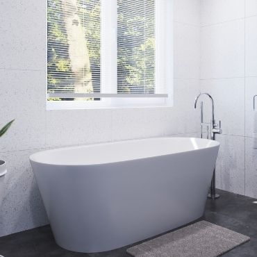 a minimalistic design bathroom with white sink-in bathtub