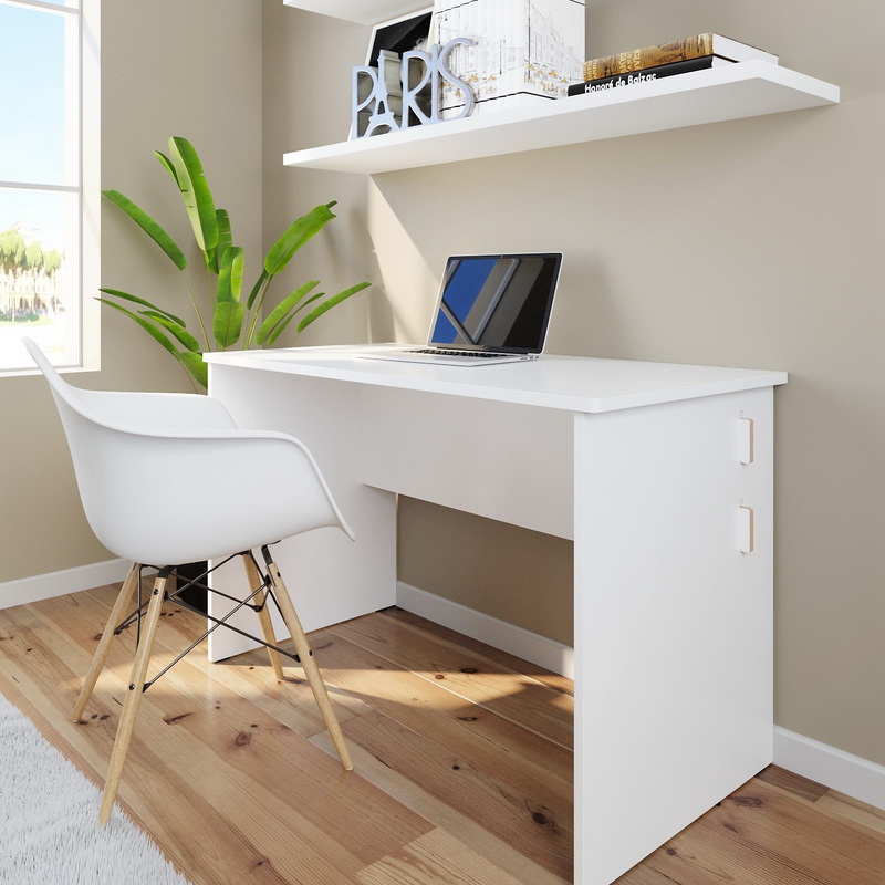 white fibreboard office desk